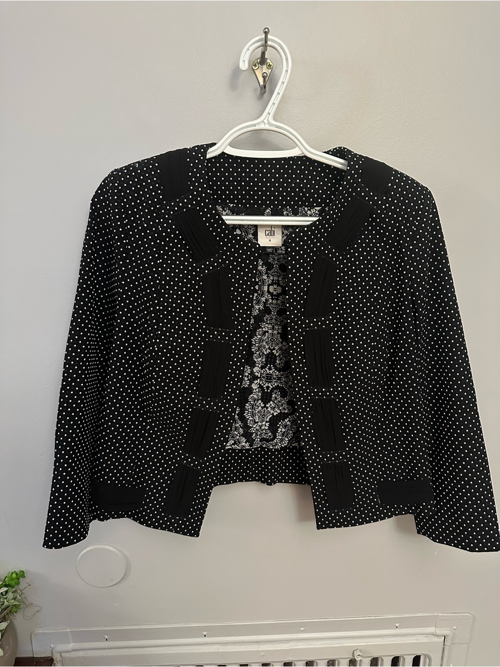 CAbi Black Polka Dot Cropped Blazer